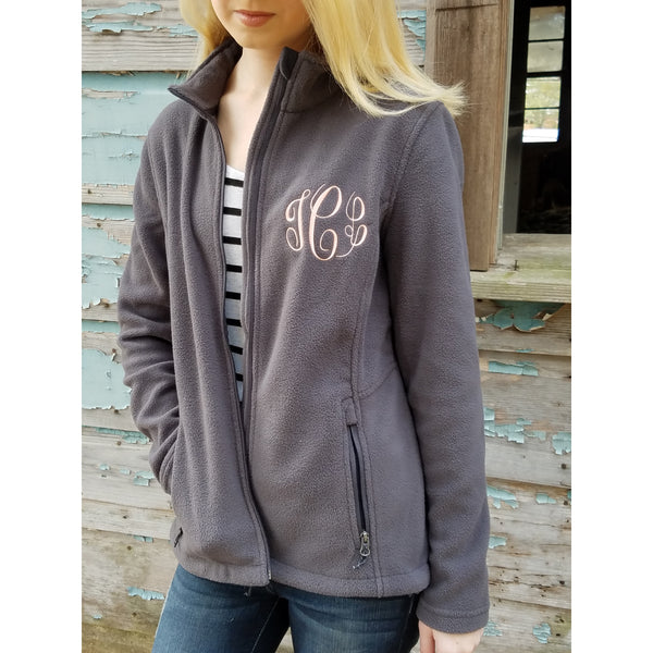 Monogrammed Full Zip Womens Fleece Jacket, Christmas Gift for Mom, Wife or Girlfriend - My Southern Charm