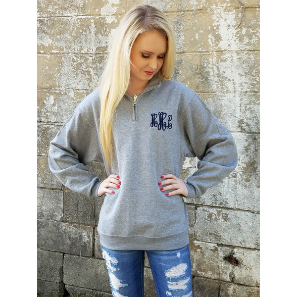 Monogrammed Quarter Zip Pullover Sweatshirt, Gift for Bridesmaids, Girlfriend or Wife - My Southern Charm