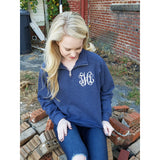 Quarter Zip Monogrammed Sweatshirt ~ 1/4 Zip Monogram Pullover Sweater ~ Gift for Her - My Southern Charm