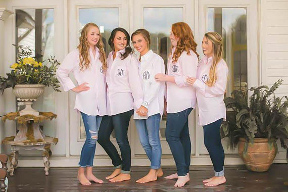 Bridal Party Button Down Shirt Monogrammed Getting Ready Shirt - My Southern Charm