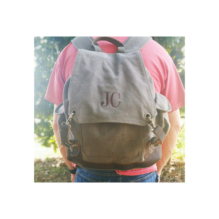 Personalized Military Style Weekend Travel Backpack Canvas Groomsmen Gift, Vintage Rucksack dad gift graduation gift